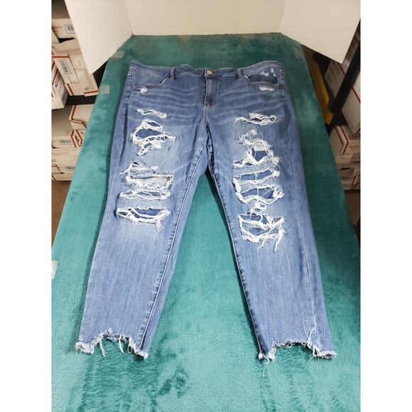 American Eagle Outfitters Denim - American Eagle Jeans Size 24 Womens Blue Stretch Denim High Rise Jegging Crop